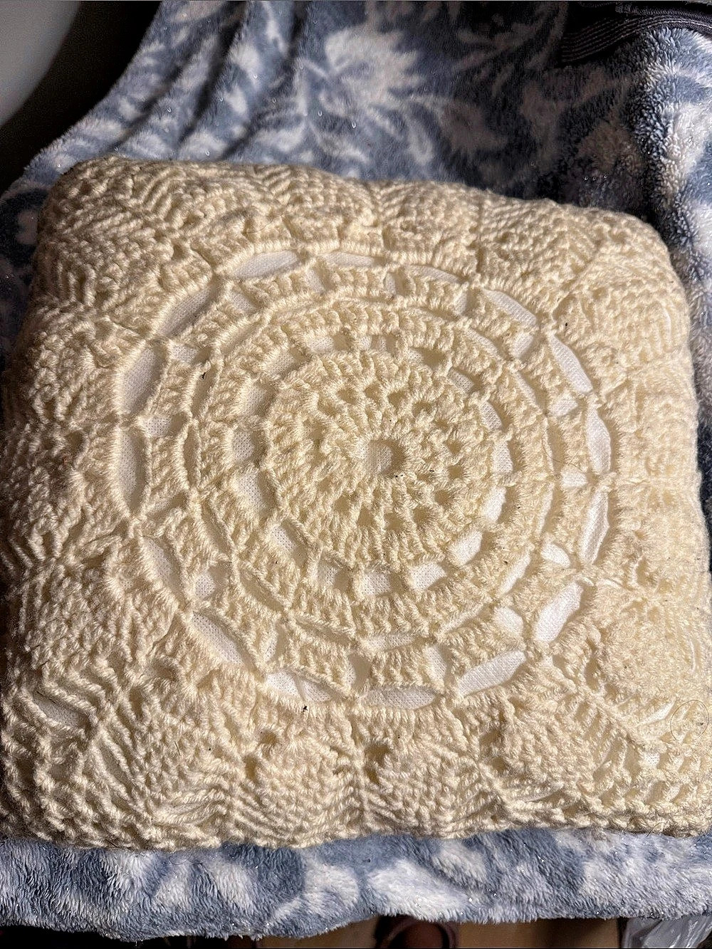 Crocheted Pillow in Cream